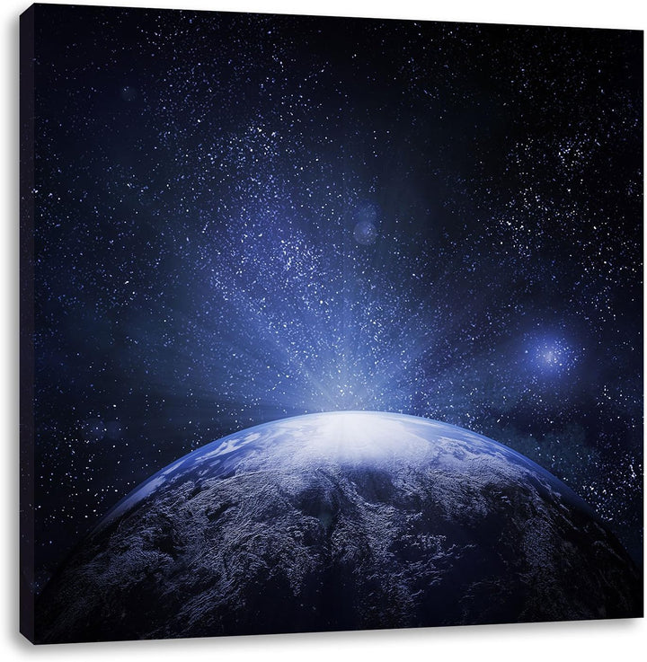 Pixxprint Sicht vom Mond auf die Erde als Leinwandbild/Grösse: 70x70 cm/Wandbild/Kunstdruck/fertig b