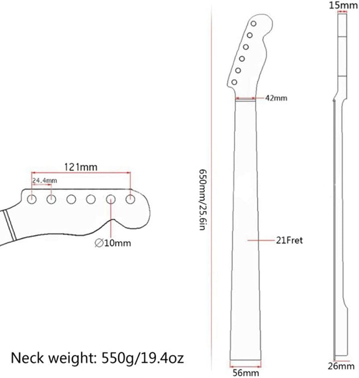 Gitarrenhals-Ersatz, Telecaster-Hals, kompatibel mit Gitarrenhals, DIY-Teile, Ersatz für 22 Rosenhol