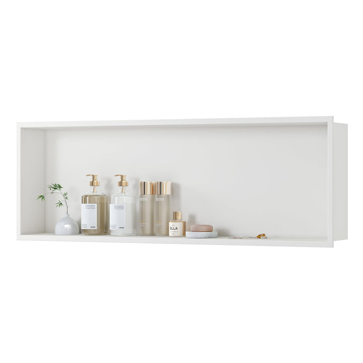 Neodrain Wandnische Dusche 90 x 30cm 304 Edelstahl Duschnische Weiss Einbaunische Lagerung für Badez