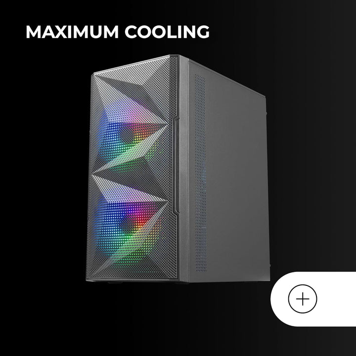 Mars Gaming MC-ME Schwarz, Kompaktes MicroATX-Gaming-Gehäuse, Seitenfenster aus Gehärtetem Glas, Geo