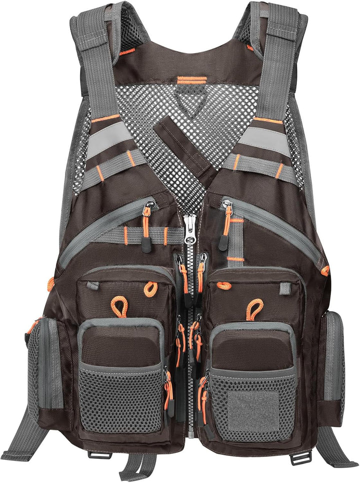Gonex Anglerweste Herren, Verstellbar, Fliegenfischer Weste mit 18 Taschen | 14 SBS-Reissverschlusst