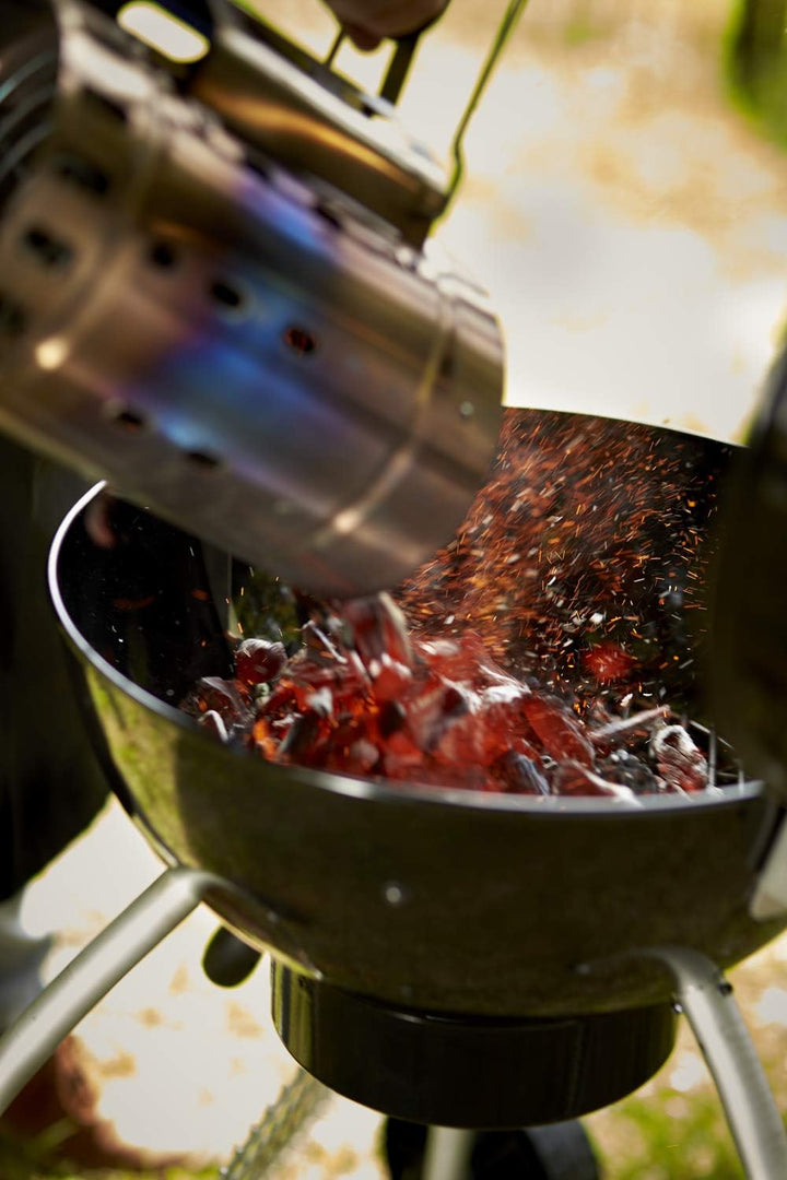 RÖSLE Anzündkamin, Hochwertiger Grillkohleanzünder aus Edelstahl, Funkenschutz, Griff mit Hitzeschut