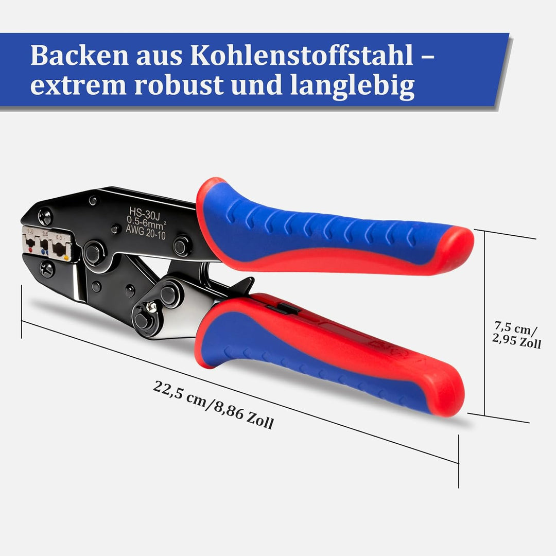 Crimpzange für isolierte Kabelschuhe, Crimpzange geeignet für 0,5-6 mm², Kabelschuhzange Crimpzange