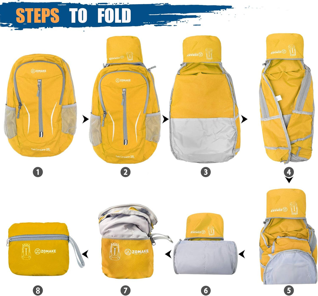 ZOMAKE Ultraleicht Faltbarer Rucksack - Packbare Backpacks 25L,Kleiner Faltbar Rucksäcke Wanderrucks