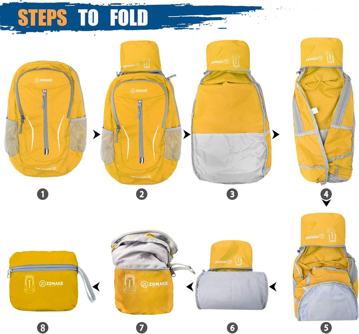 ZOMAKE Ultraleicht Faltbarer Rucksack - Packbare Backpacks 25L,Kleiner Faltbar Rucksäcke Wanderrucks