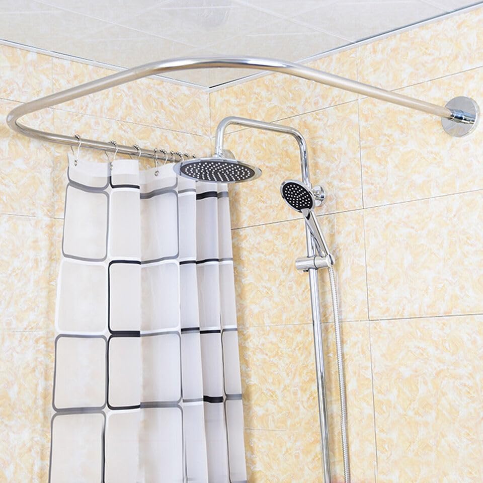 Duschvorhang Schienen Stange U-Form gebogene Toilette Badezimmer Pole Edelstahl Quadrat Duschvorhang