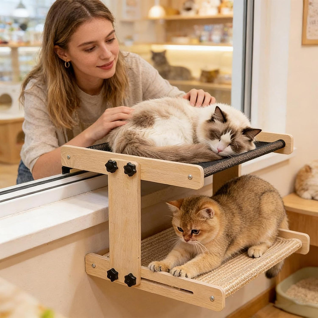 Katzen Hängeplatz Bettseitig | Schwebendes Hängesitz Indoor Möbel | Fensterbank-Bett mit Hängefunkti