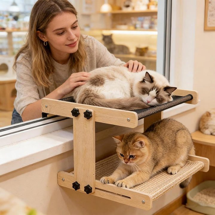 Katzen Hängeplatz Bettseitig | Schwebendes Hängesitz Indoor Möbel | Fensterbank-Bett mit Hängefunkti
