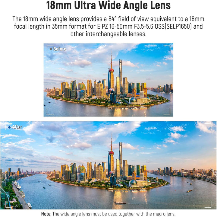 NEEWER 40.5mm HD Weitwinkelobjektiv kompatibel mit Sony ZV-1F ZV-E10 A5000 A6000 2 in 1 18mm Weitwin