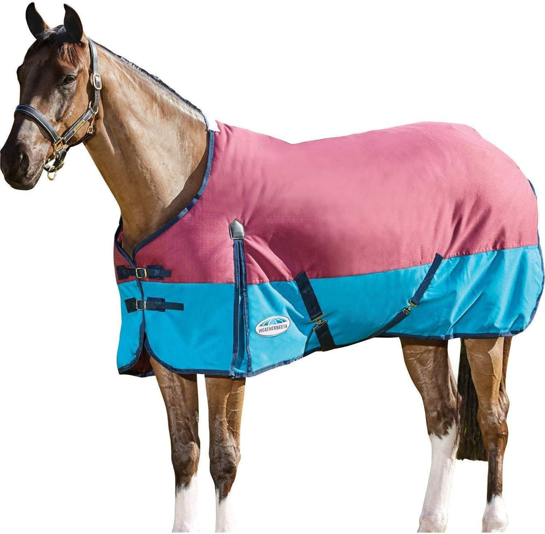 Weatherbeeta Comfitec Standard-Pferdedecke Essential, Halsweite mittelgross, Navy/Silver/Red, 6ft 3