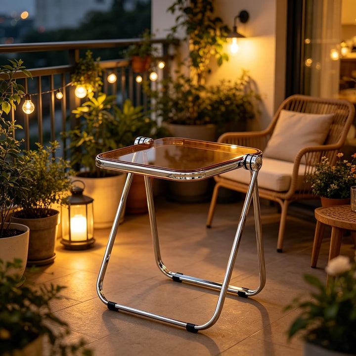 Klapptisch transparentes Acryl Beistelltisch Kleiner Computertisch Picknicktische for Zuhause, Büro,