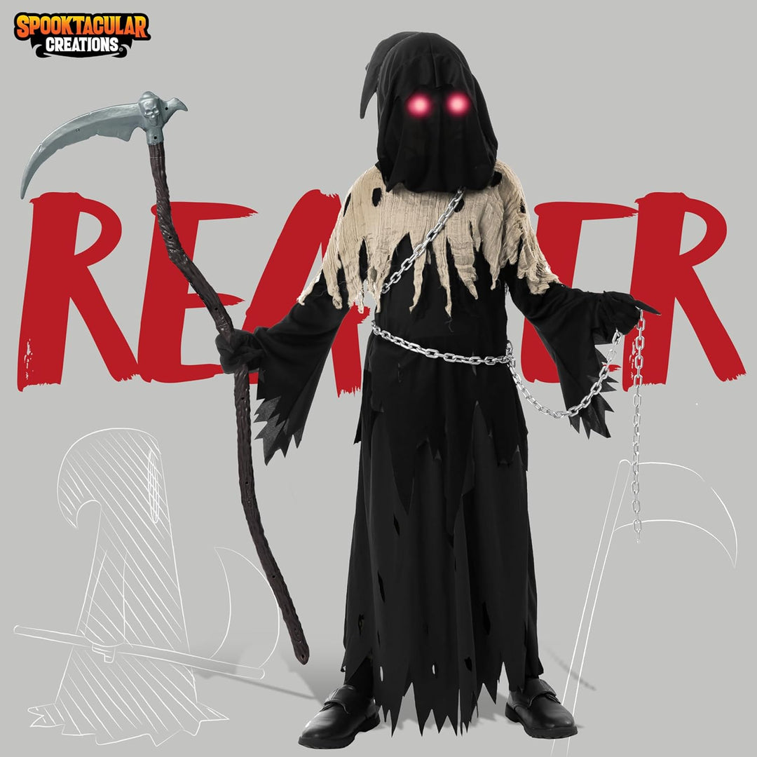 Spooktacular Creations Sensenmann Kostüm für Kinder Sensenmann Halloween Kostüm Jungen Grim Reaper B