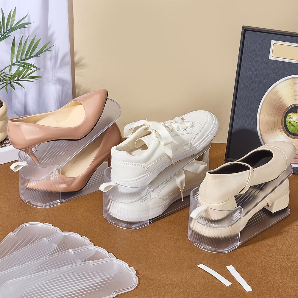 UNICRAFTALE 15 Sets Transparenter Schuhfach Organizer Höhenverstellbarer Schuhstapeler Aus Plastik D