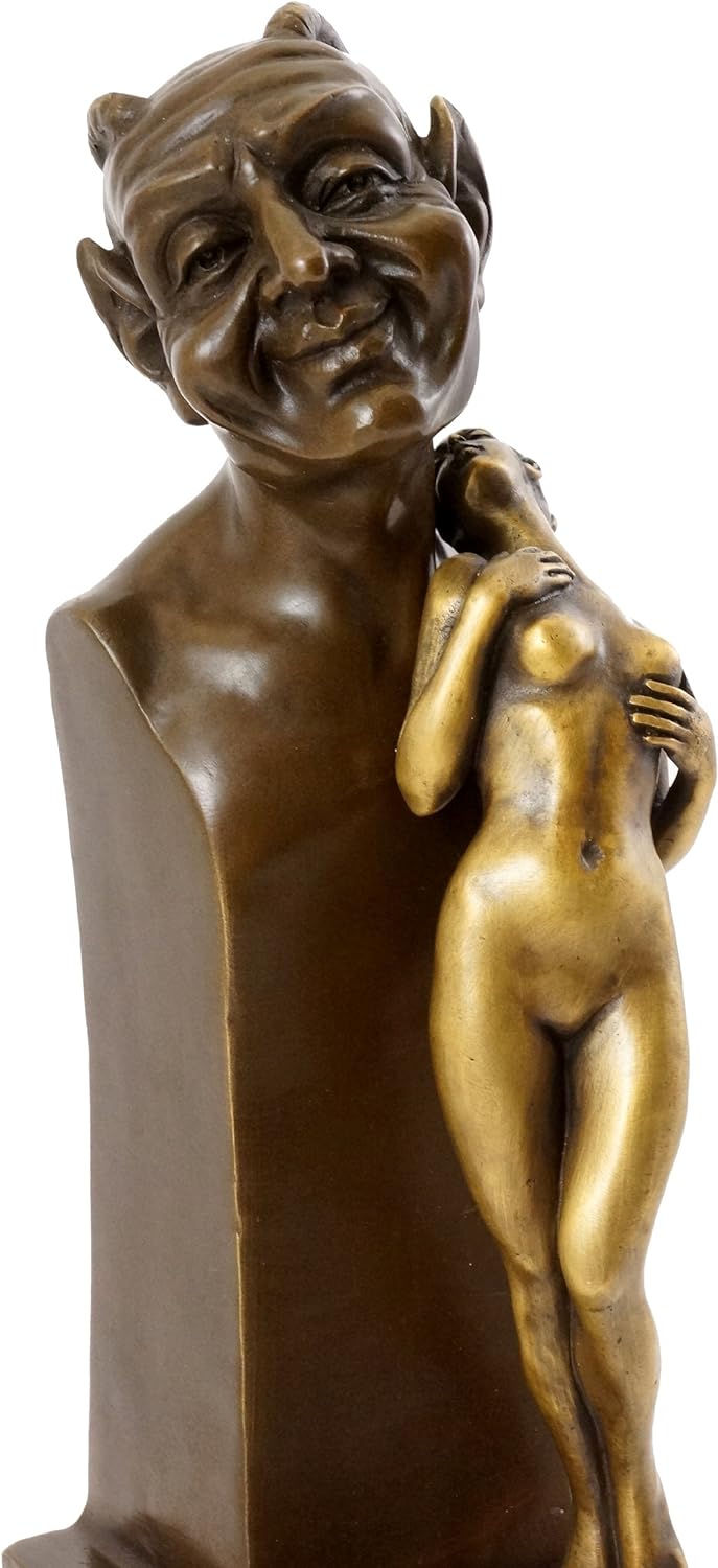 Bronzefigur - Akt Figur - Faun Büste mit Jungfrau - Wiener Bronze - Bergmann-Stempel - Vienna - Teuf