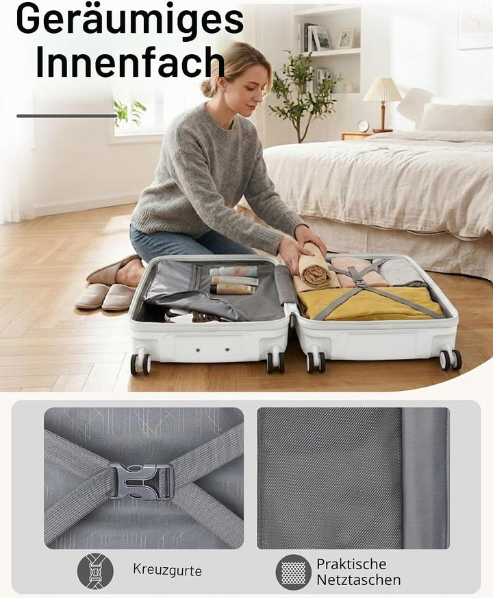 KONO Carry-ons Luggage Kleiner Koffer Handgepäck 55x40x20 Leicht Kabinentrolley Handgepäckkoffer Har