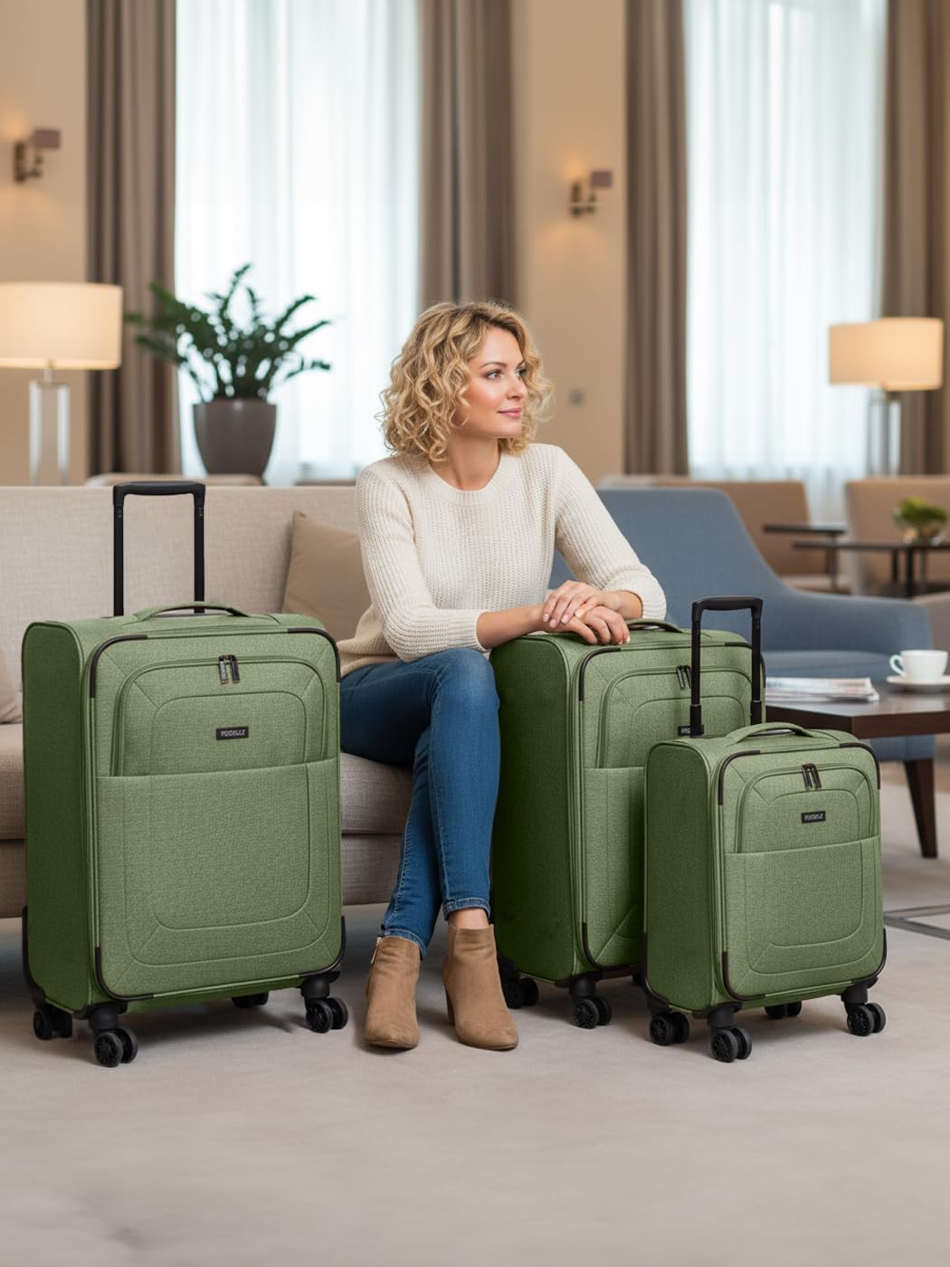 REDOLZ Koffer-Set 3-teilig für Damen & Herren | leichte & stabile Reise-Trolleys, hochwertiges Softc