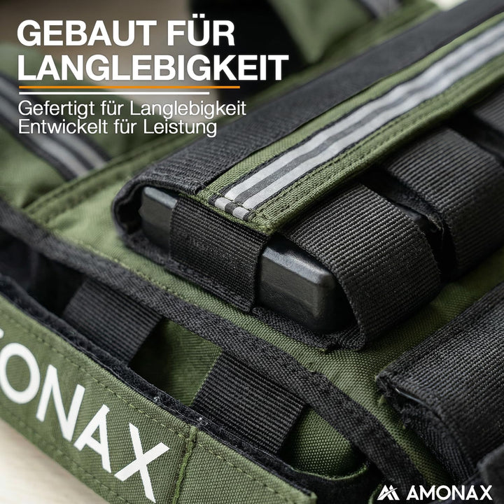 Amonax Gewichtsweste 10-30kg, Verstellbare Weighted Vest mit Reflektoren | Weighted Vest mit Reflekt
