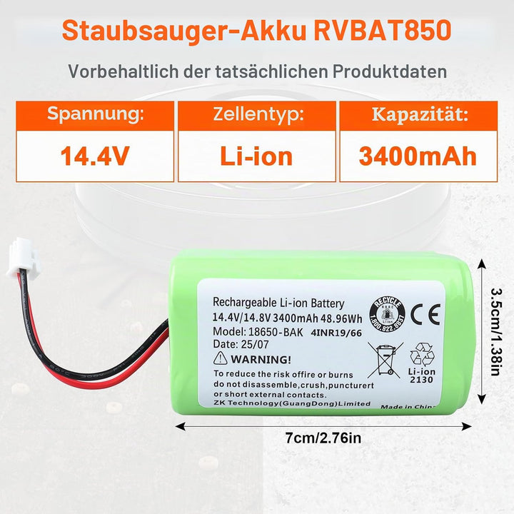 JIMACRO RVBAT850 Akku Kompatibel mit Shark Ion Robot RV1001AE, R75, R85, R761, S87, RV751, RV850, RV