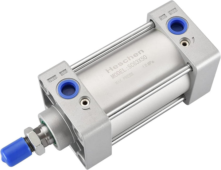 Heschen Pneumatischer Standard-Luftdruckzylinder, SC 63-50, PT3/8 Anschluss, 63mm Bohrung, 50mm Hub,