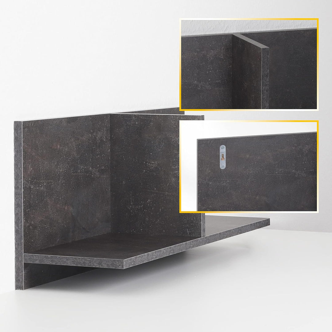 RICOO Wandregal 70 x 30 x 22 Grau Beton Optik, Spanplatte aus Holz, Hängereral WM013-BG, Regal Wand,