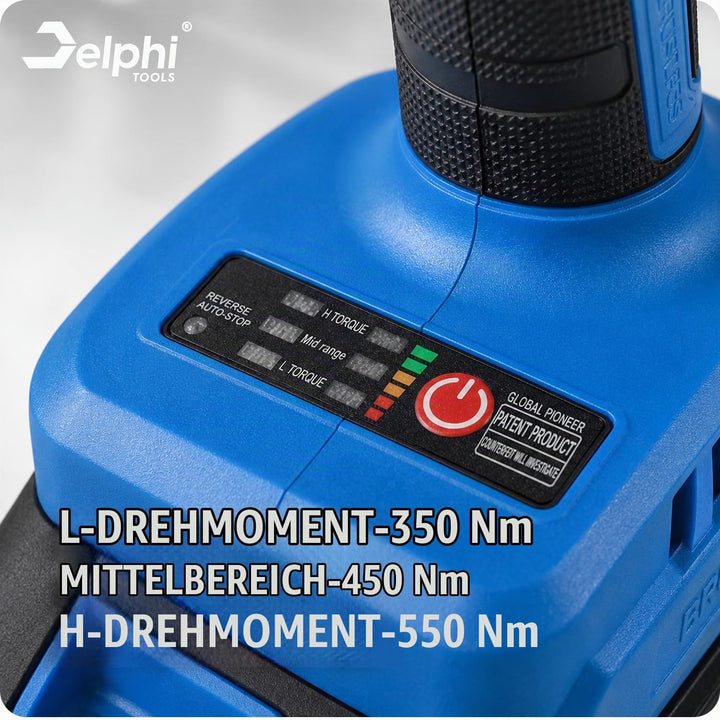 Delphi Akku Schlagschrauber 21V 600Nm Halbzoll mit 2 Akkus