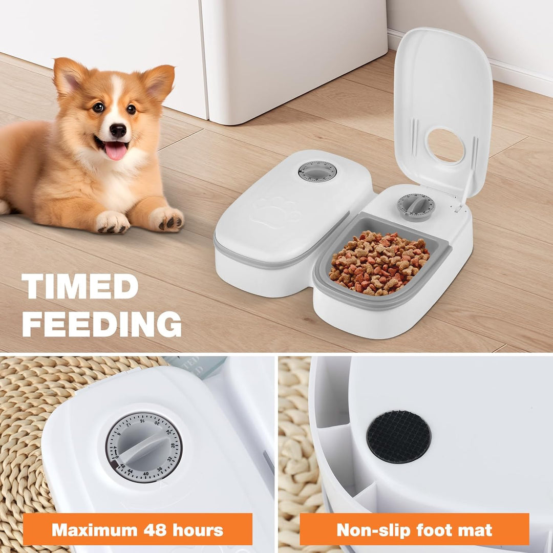 Futterautomat Katze, 700ML Automatischer Futterspender mit 48 Stunden Timer, rutschfeste Nassfuttera