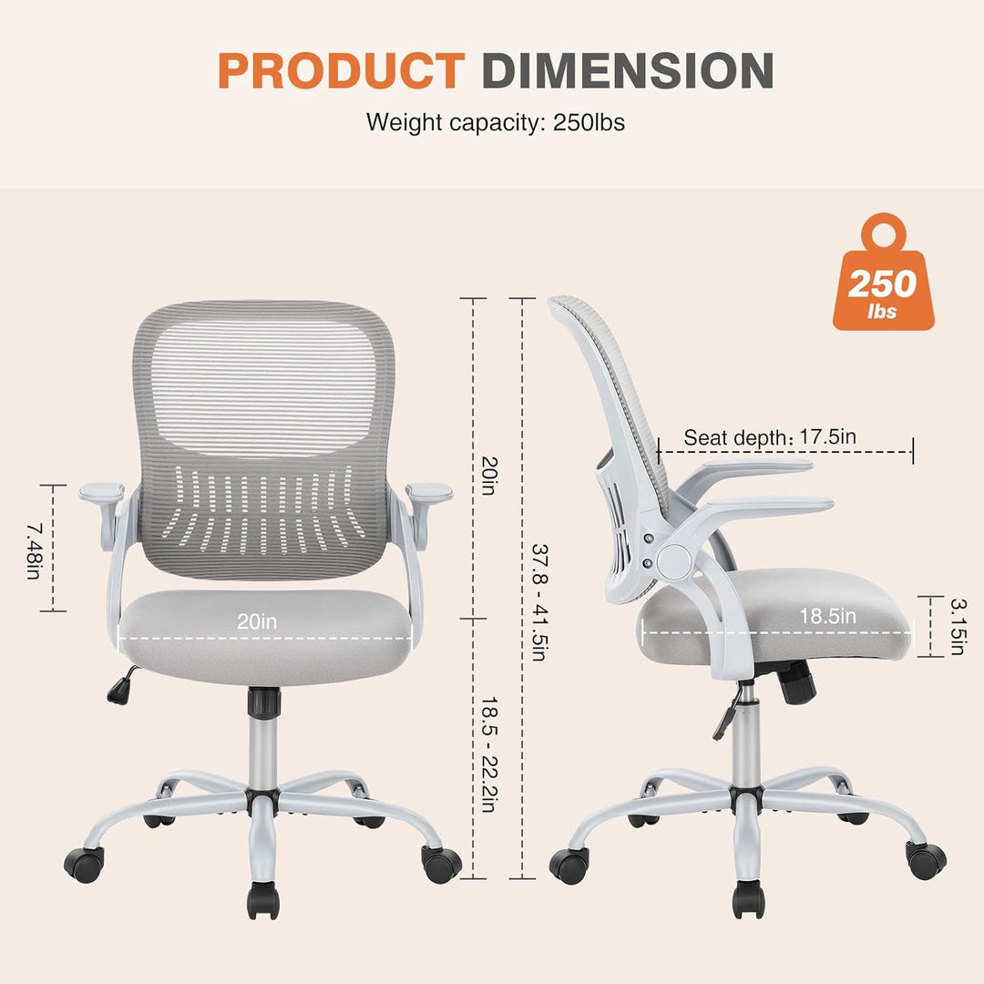 Sweetcrispy Büro-Computer-Schreibtischstuhl, ergonomischer Mid-Back Mesh Rollstuhl mit Rollen, beque