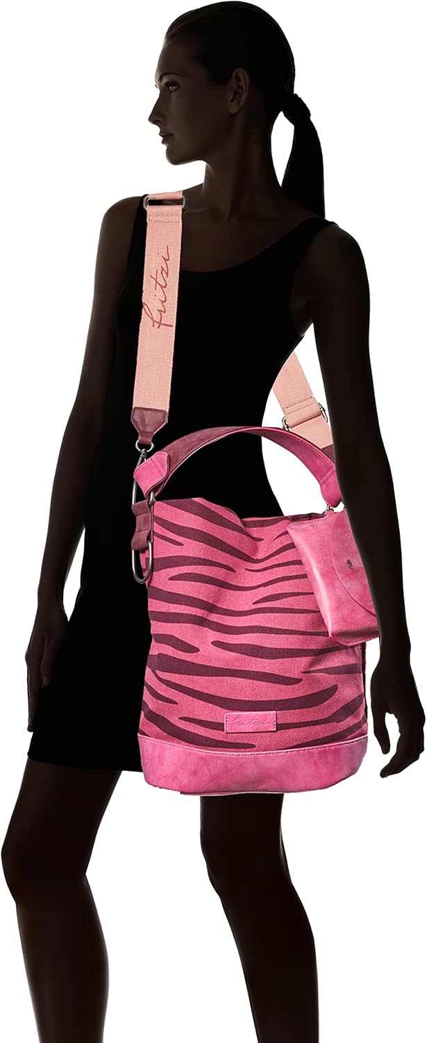 Fritzi aus Preussen Damen Izzy07 Canvas Hobo-Tasche Zebra Pink, Zebra Pink