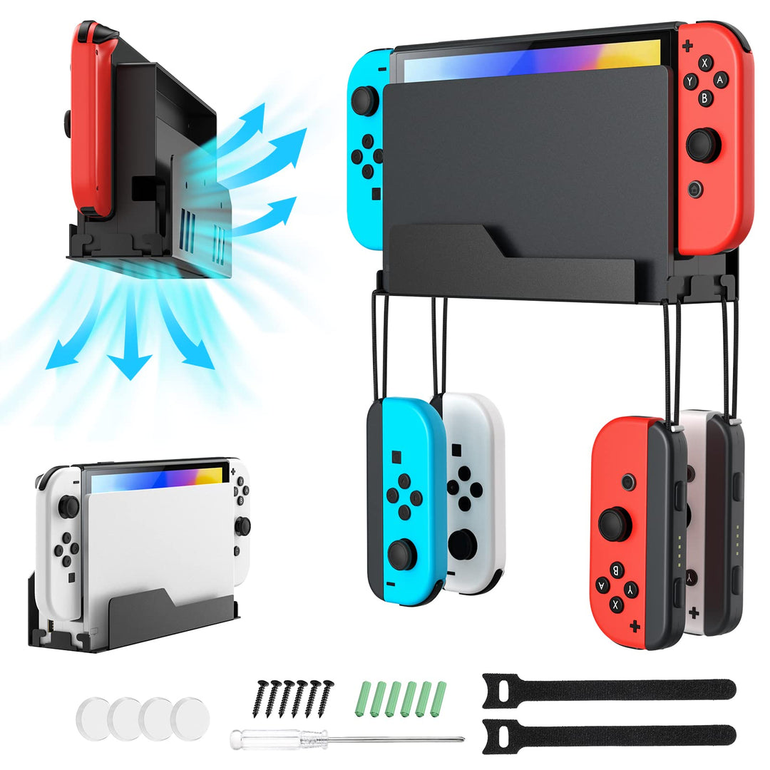 MoKo Wandhalterung für Nintendo Switch/Switch OLED, Metall Halterung mit 4 Joy-Con Haken, Schnelle W