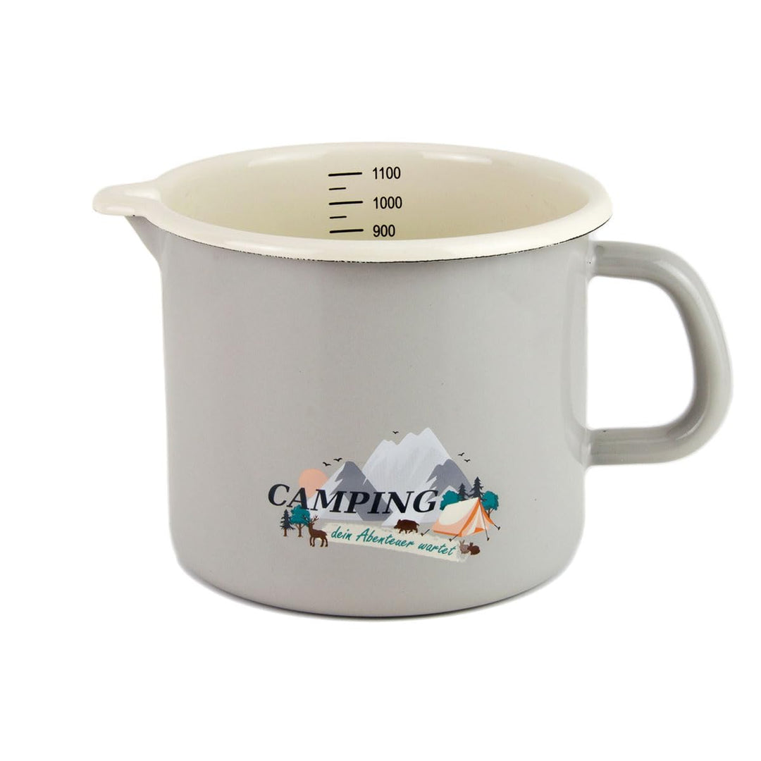 Milchtopf 12cm Emaille Dekor Camping, Milchtopf 12cm