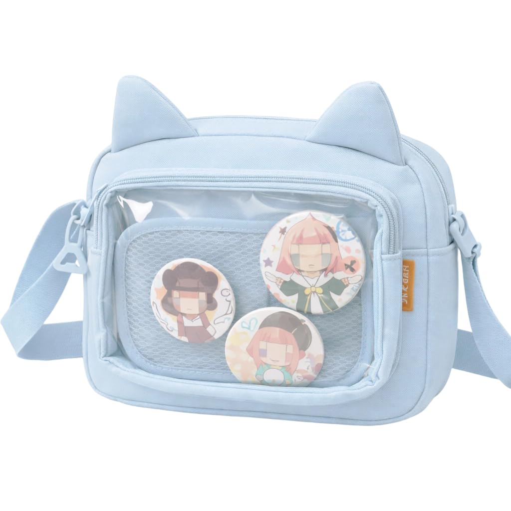 Kleine Ita Messenger Tasche für Damen, Kawaii Crossbody Tasche mit transparentem Pins Display-Fenste