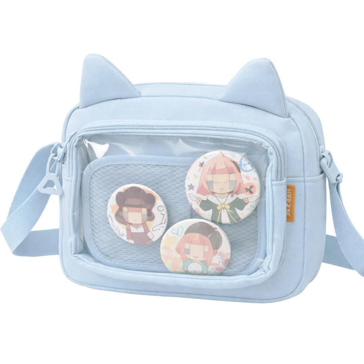 Kleine Ita Messenger Tasche für Damen, Kawaii Crossbody Tasche mit transparentem Pins Display-Fenste
