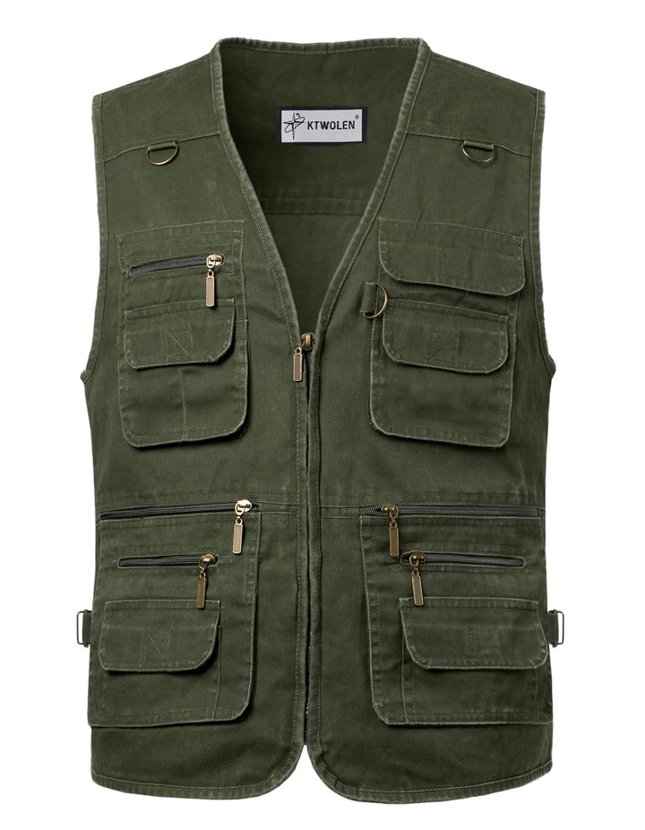 KTWOLEN Herren Outdoor Weste mit Multi-Taschened Anglerweste Jagd- und Angler Camping Wandern Weste