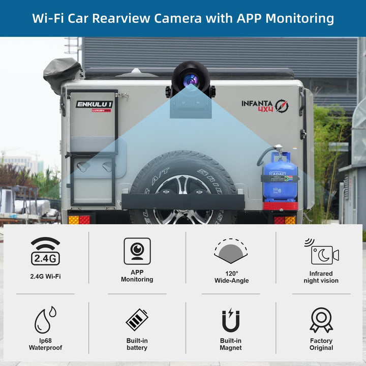 Uzone WiFi Rückfahrkamera kabellos Akku Wiederaufladbare Auto Rückfahrkamera IP68 wasserdichte mit A
