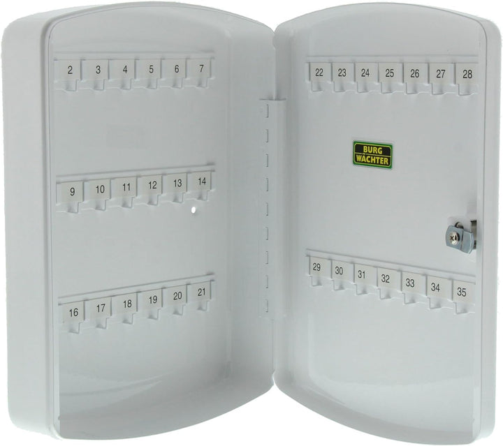 Burg-Wächter Schlüsselbox abschliessbar mit Schlüssel, 35 Haken, Stahlblech, KB 35 W, Weiss 75x330x2