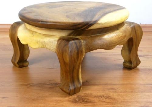 livasia Runder Opiumtisch, Beistelltisch, Massivholztisch, Nachttisch, Podest Natur 40cm, Natur 40cm