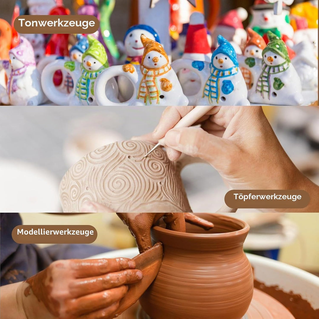 xiaowanwan 32 Stück Modellierwerkzeug Ton,Töpferwerkzeug Set,Sculpting Keramik Clay Tools,Polymer Cl