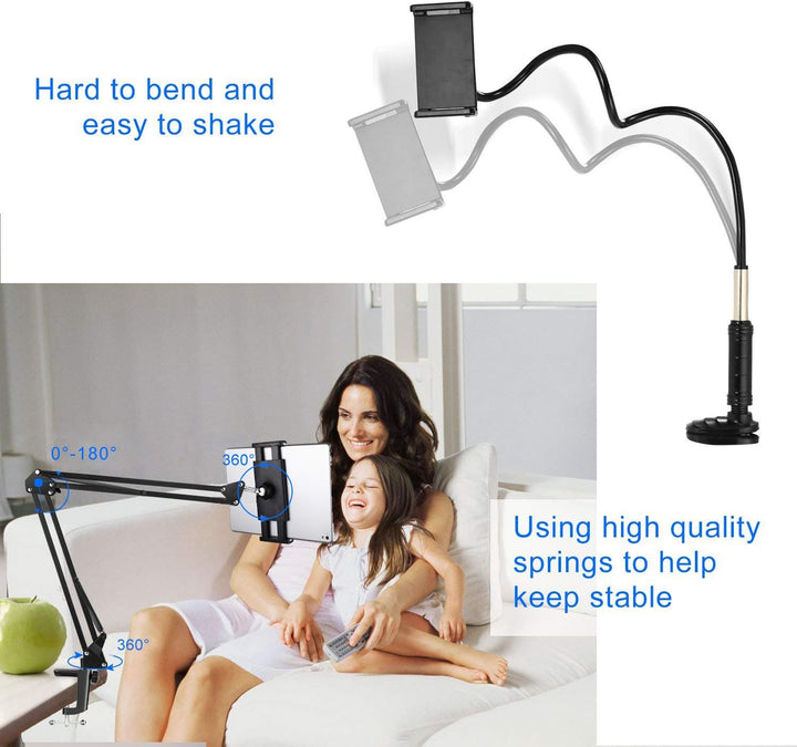 SAMHOUSING Tablet-Ständer für Bett, Tablet, Halterung mit stabilem Aluminiumarm für iPad, iPad Air,