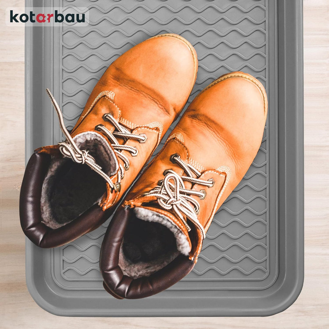 KOTARBAU® 2er Set Schuhabtropfschale 38x50cm Abtropfmatte Schuhe Grau Schuhmatte Abtropfmatte Kunsts