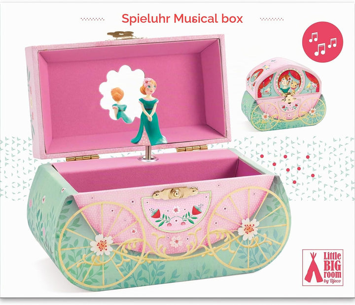 Djeco Spieluhr mit Kutsche – Aufbewahrung von Schmuck und Geheimnissen – harmonische Melodie – mit P