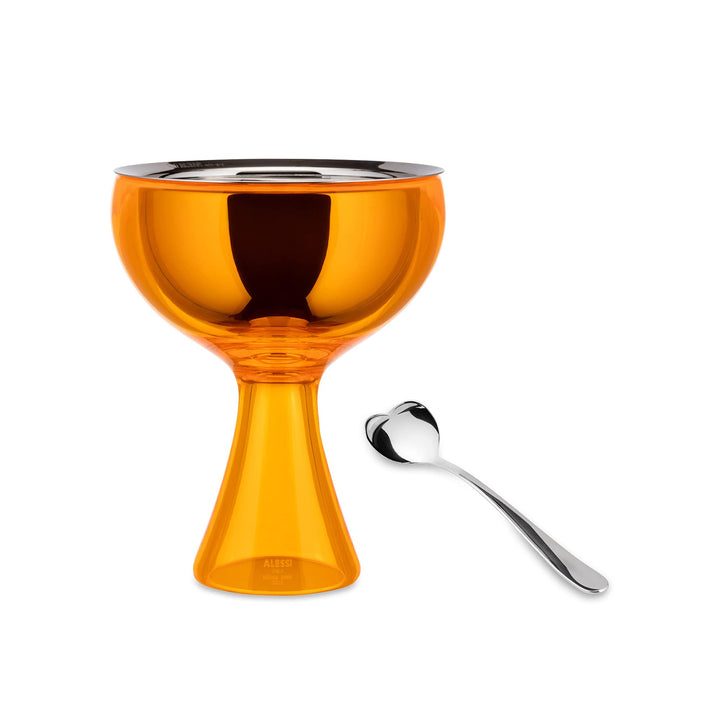 Alessi Big Love AMMI01S O - Set Bestehend aus Einem Eisbecher und ein Eislöffel, aus Edelstahl 18/10