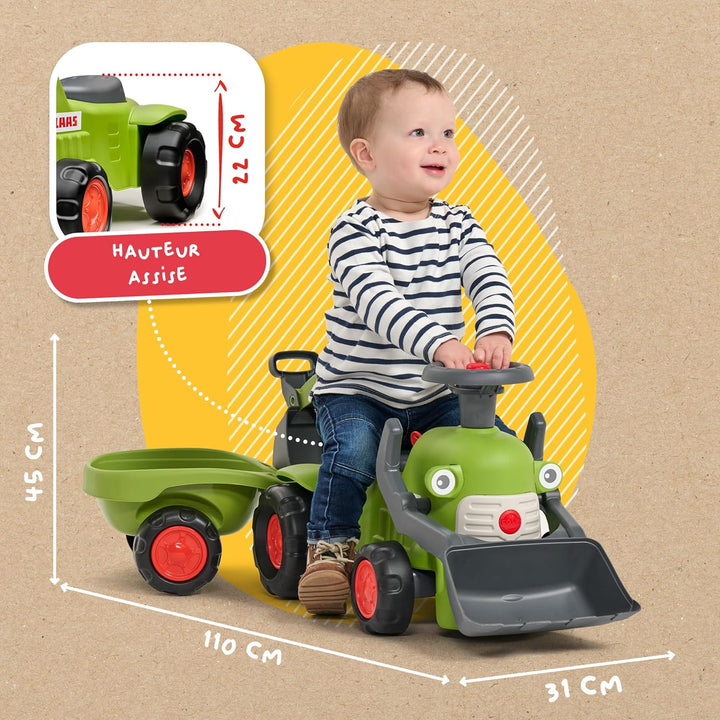 Falk Claas Kindertraktor mit Frontbagger I Rutschauto ab 12 Monaten I aus 90% recyceltem Kunststoff