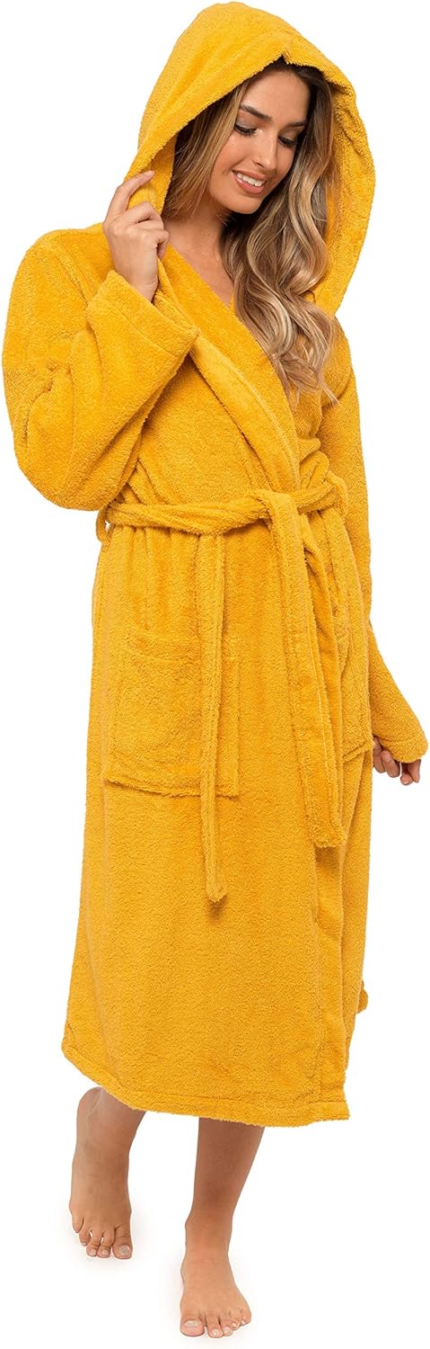 CityComfort Bademantel Damen Frottee, Baumwoll Sauna Bademantel Damen M Senffarben, M Senffarben