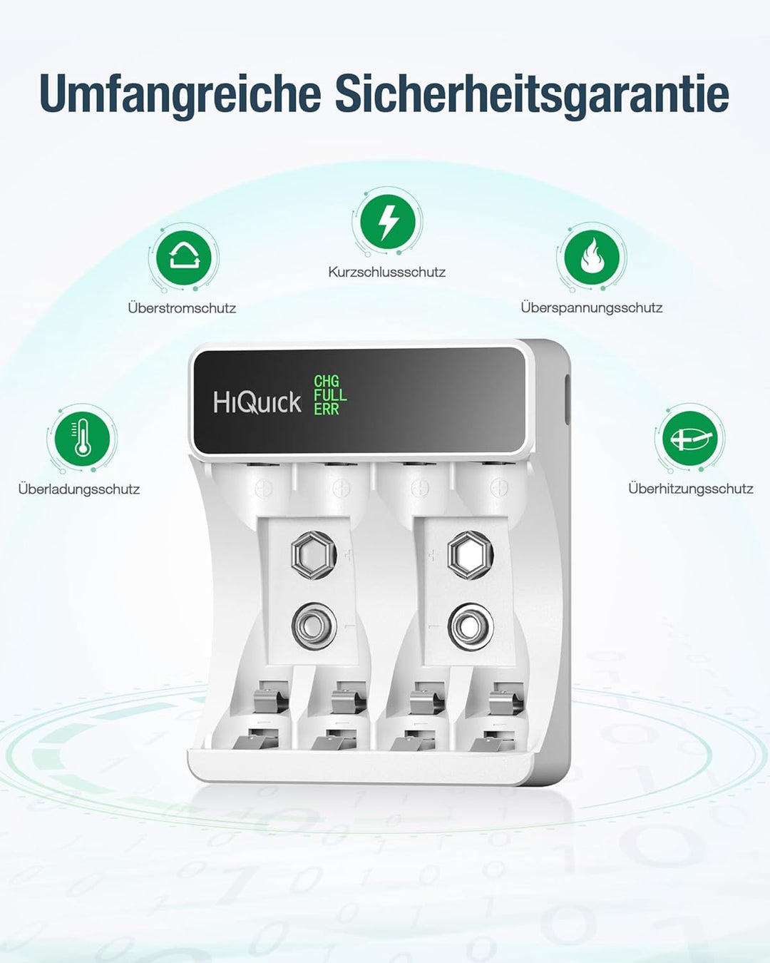 HiQuick Universal Akkuladegerät mit 4 AA Akkus + 4 AAA Akkus, Ladegerät für NI-MH/NI-CD Mignon AA Mi