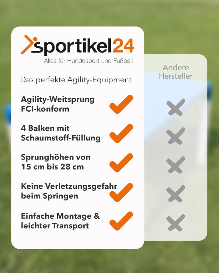 Soft-Weitsprung für Hunde – angstfrei trainieren mit Sicherheit & Spass – FCI-konform – Blau-Gelb –