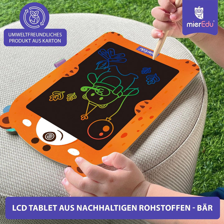 mierEdu LCD Schreibtafel Kinder Bär 8.5 Zoll – Magische Maltafel mit Stift, Zaubertafel für Mädchen