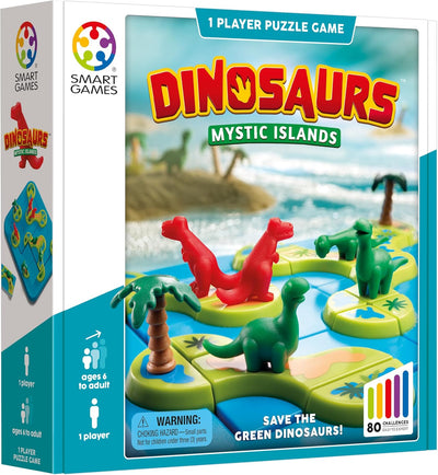 smart games - Dinosaurs Mystic Islands, Puzzle Game with 80 Challenges, 6+ Years, 24 x 24 x 6 cm (Lx