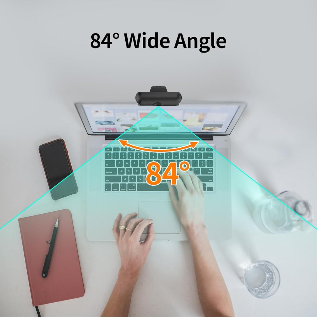2K Windows Hello Webcam mit Mikrofon, 5MP Webcam USB Plug and Play, Geräuschreduzierendes Mikrofon,