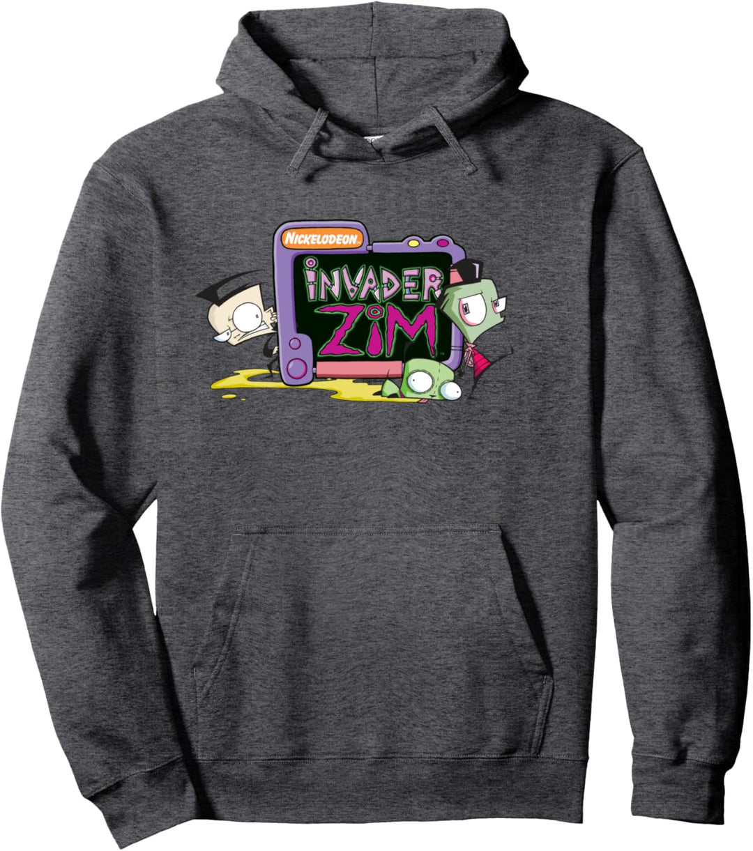 Invader Zim Logo With Gir And Dib Pullover Hoodie