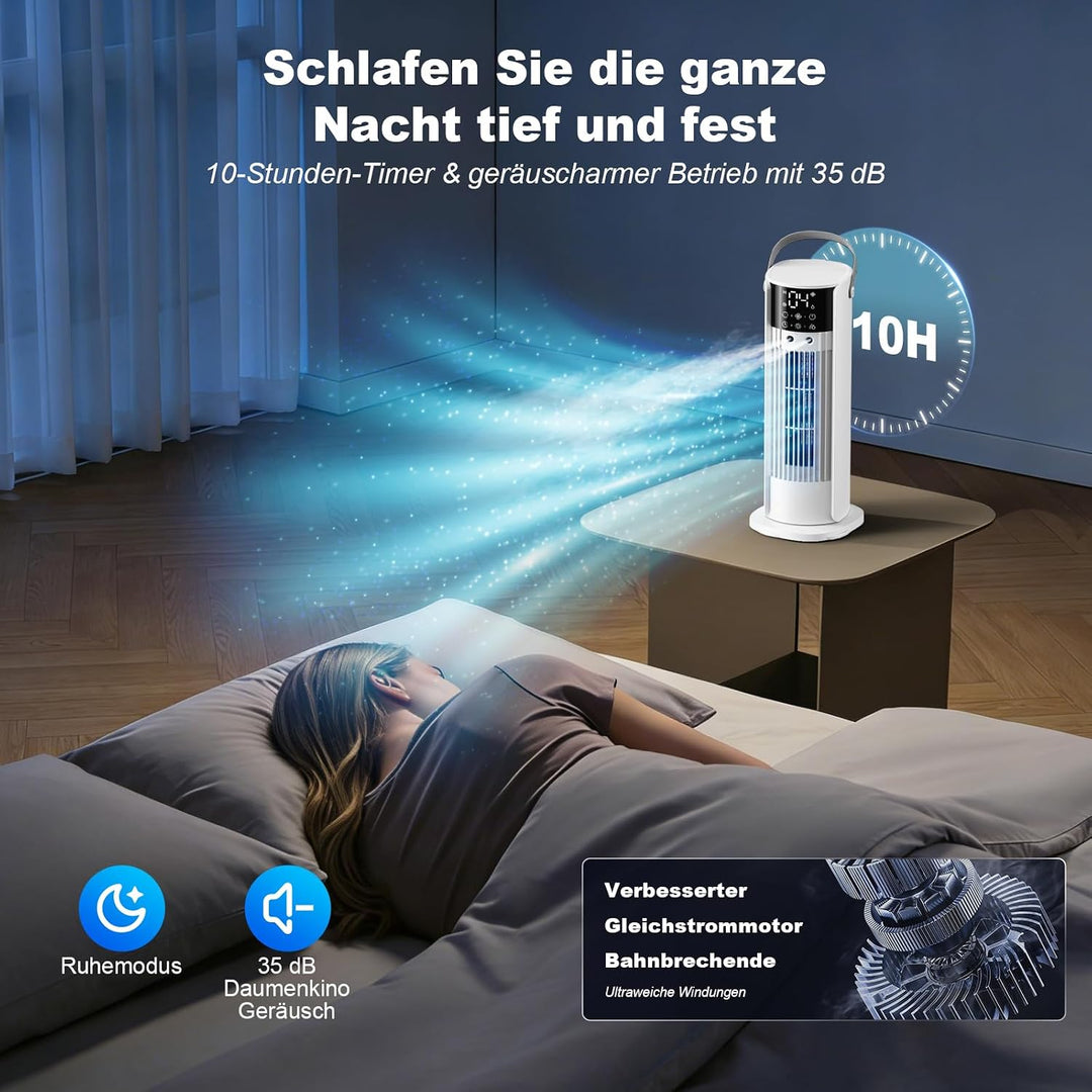 Mobile Klimaanlage, Mini Klimaanlage con Tanque de 900ml, 4-In-1 Luftkühler mit Wasserkühlung, 3 Geb